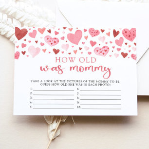 Pink Valentine How Old Was Mummy Baby Shower Game Invitation
