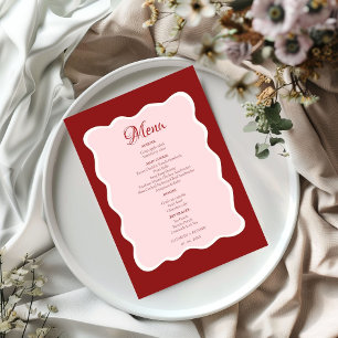 Pink Valentine Kiss the  Party Bridal Shower party Menu