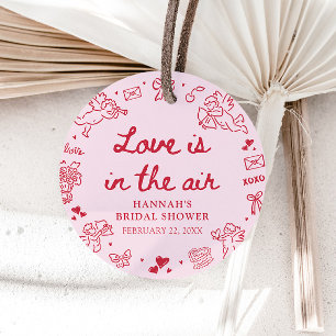 Pink Valentine Love is in the Air Bridal Shower Favour Tags