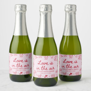 Pink Valentine Love is in the Air Bridal Shower Sparkling Wine Label