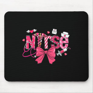 Pink Valentine Nurse Coquette Bow Cupids Favorite Mouse Pad