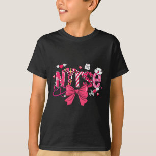 Pink Valentine Nurse Coquette Bow Cupids Favourite T-Shirt