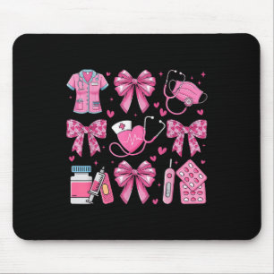 Pink Valentine Nurse Coquette Bow Heart Stethoscop Mouse Pad