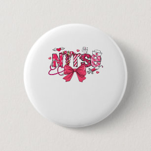 Pink Valentine Nurse, Valentine Coquette Bow Overs 6 Cm Round Badge