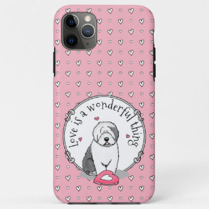 Pink Valentine Old English Sheepdog Dog Grey 1 Fun Case-Mate iPhone Case