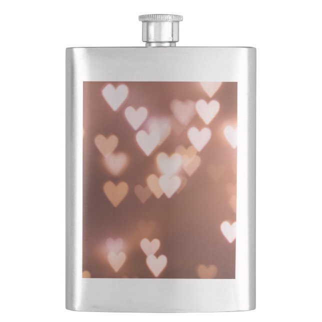 PINK VALENTINE"S DAY HEARTS HIP FLASK (Front)
