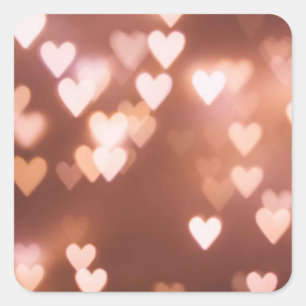 PINK VALENTINE"S DAY HEARTS SQUARE STICKER