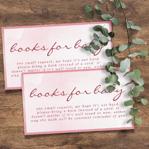 Pink Valentine Teddy Bear Books for Baby Shower Enclosure Card