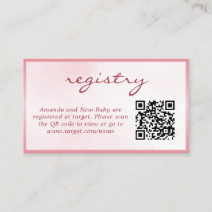 Pink Valentine Teddy Bear Registry Baby Shower Enclosure Card