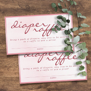 Pink Valentine TeddyBear Baby Shower Diaper Raffle Enclosure Card