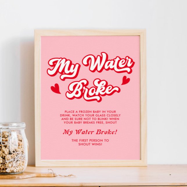 Pink Valentines Baby Shower My Water Broke Game Poster (Creator Uploaded)