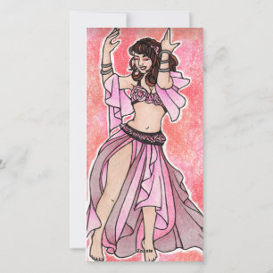 Pink Valentines Belly Dancer Holiday Card