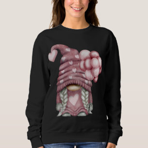 Pink Valentines Day Balloons Cute Love Gnome Sweatshirt