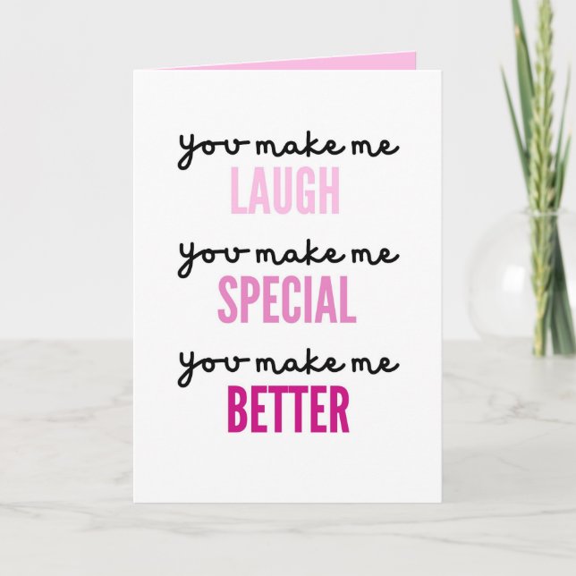 PINK VALENTINE'S DAY CARD, Anniversary Card (Front)