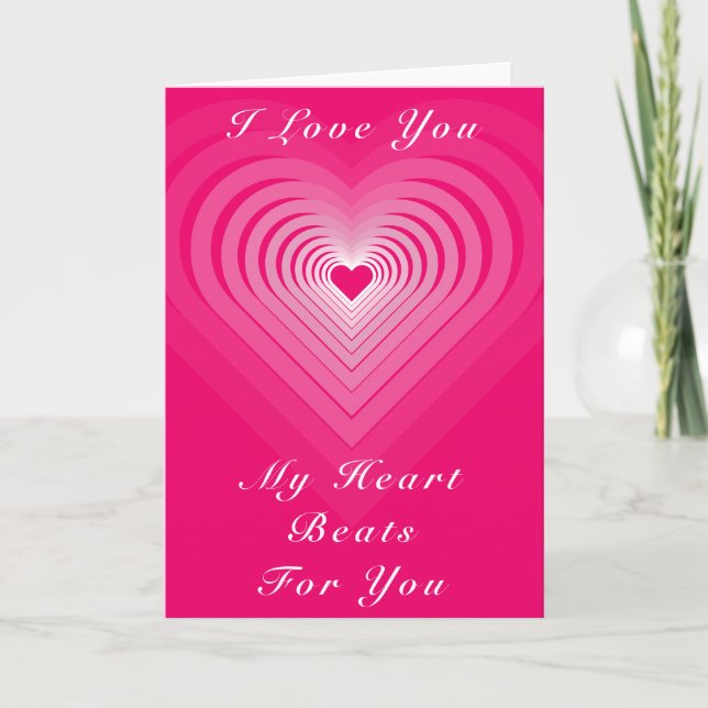  Pink Valentine's Day Card with Hearts and Text (Front)