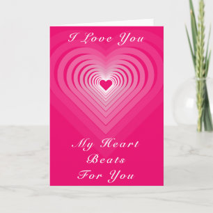Pink Valentine's Day Card with Hearts and Text