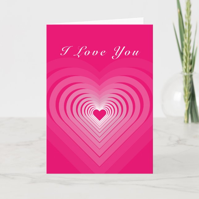 Pink Valentine's Day Card with Hearts - I Love You (Front)