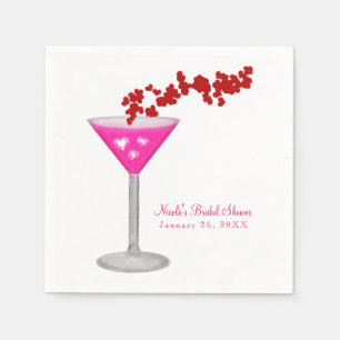 Pink Valentine's Day Cocktail Custom Party Napkin