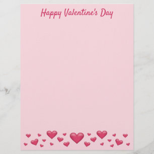 Pink Valentine's Day Hearts & Custom Text Letterhead