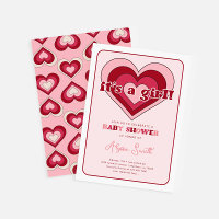 Pink Valentine's Day Hearts Girl Baby Shower