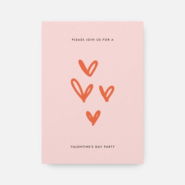 Pink Valentine's Day Party Invitation With Hearts (Creator Uploaded)
