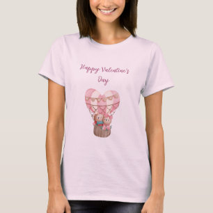 Pink Valentine's Day teddy bear hot air balloon T-Shirt