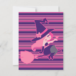 Pink Valentine's Day Witch Holiday Card