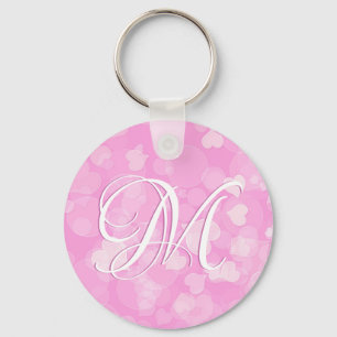 Pink Valentine's Hearts Gift. Text Key Ring