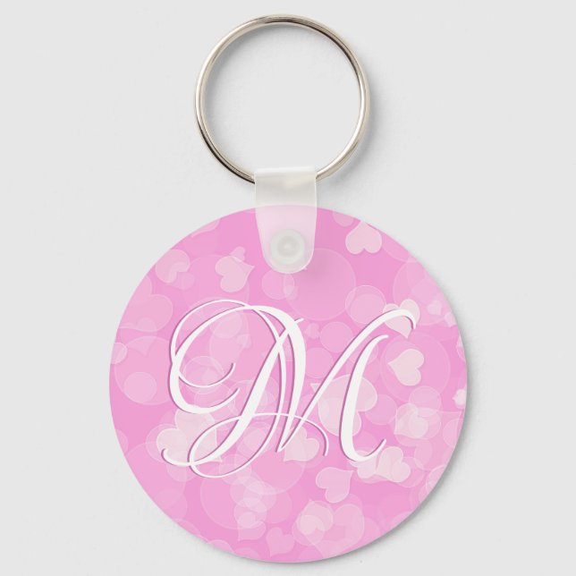 Pink Valentine's Hearts Gift. Text Key Ring (Front)
