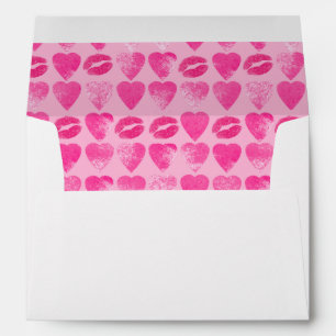 Pink Valentines Lips and hearts watercolor pattern Envelope