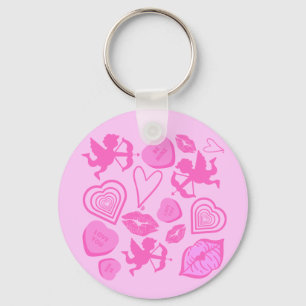 Pink Valentine's Pattern  Key Ring