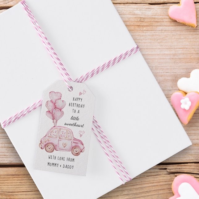 Pink Valentines Theme Heart Balloons and Car Gift Tags (Gift Tags - from my Car and Balloons Valentine Birthday Collection)