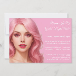 Pink Vampire   Girls Night Out Halloween Invitatio Invitation