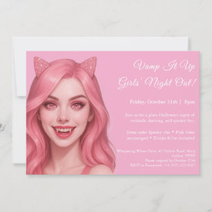 Pink Vampire Girls Night Out Halloween Invitatio Invitation
