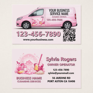 Pink Van Local Cleaning Services Business Card