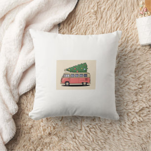 Pink Van with Christmas Tree Cushion