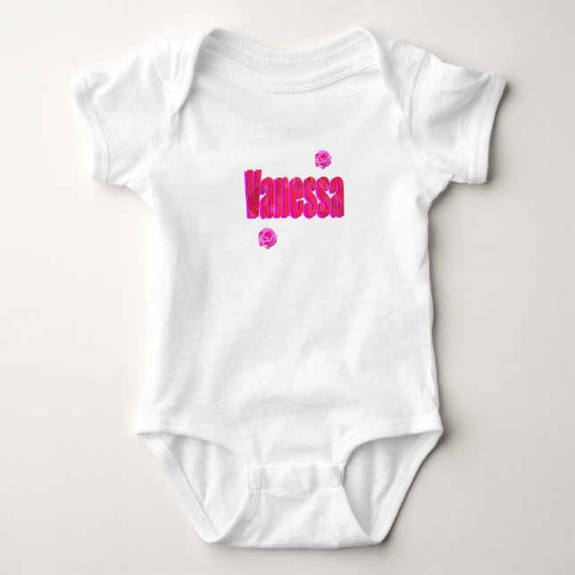 Pink Vanessa Name, Baby Bodysuit (Front)
