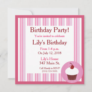Pink Vanilla Cupcake Invitation