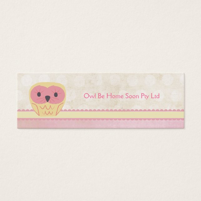Pink Vanilla Lemon Owl Business Favour Gift Card (Front)