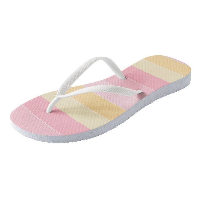 Pink Vanilla Yellow White Pastel Colours Elegant Jandals (Angled)