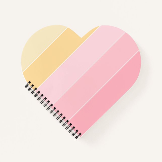 Pink Vanilla Yellow White Striped Elegant Modern Notebook (Front)