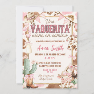Pink Vaquerita Spanish Baby Shower Invitation