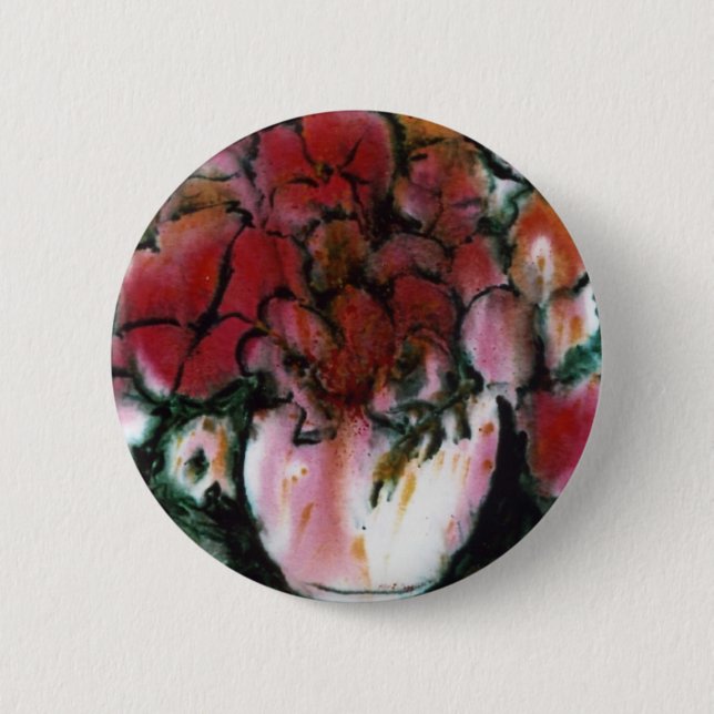 "Pink Vase" Floral Button (Front)