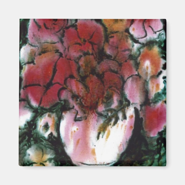 "Pink Vase"  Floral Magnet (Front)