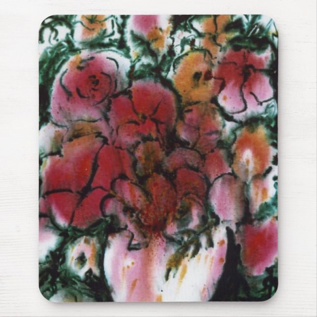 "Pink Vase" Floral Mousepad (Front)