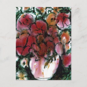"Pink Vase" Floral Postcard