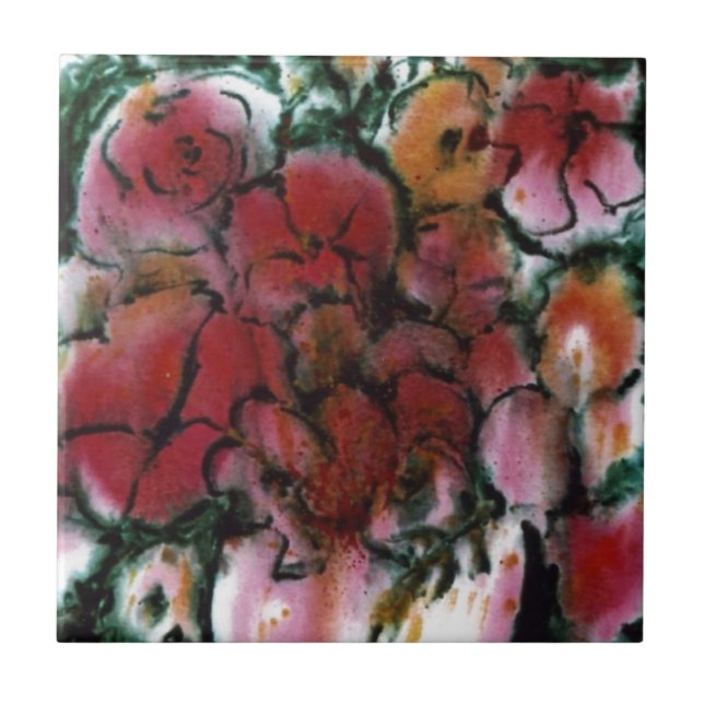 "Pink Vase" Kitchen Garden Ceramic Tile (Front)