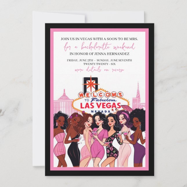Pink Vegas Bachelorette Party Invitation (Front)