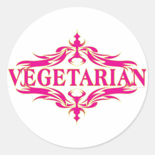 Pink Vegetarian Classic Round Sticker