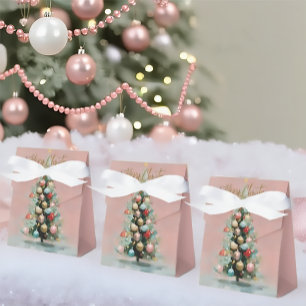 Pink Velvet Christmas Tree Favour Boxes